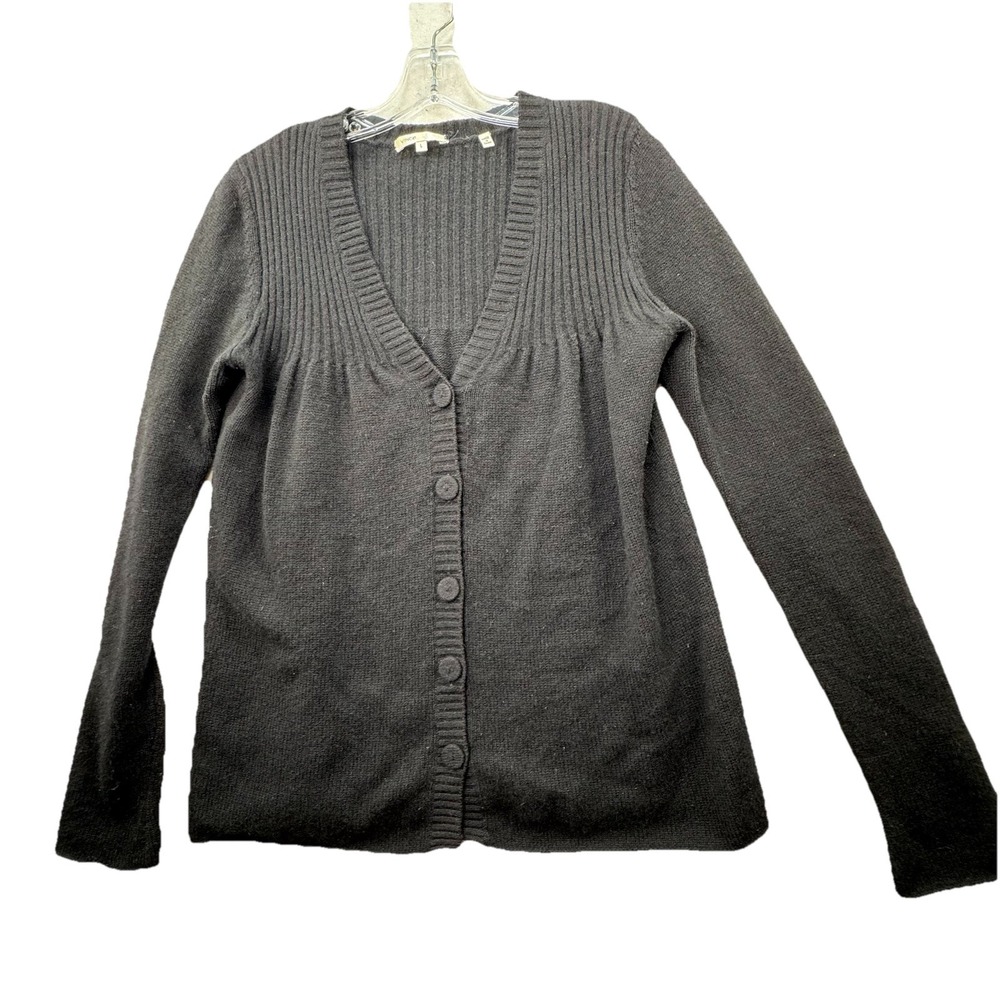 VINCE Button Up Cardigan Sweater‎ Womens Large Quiet Luxury Academia Luxe Black